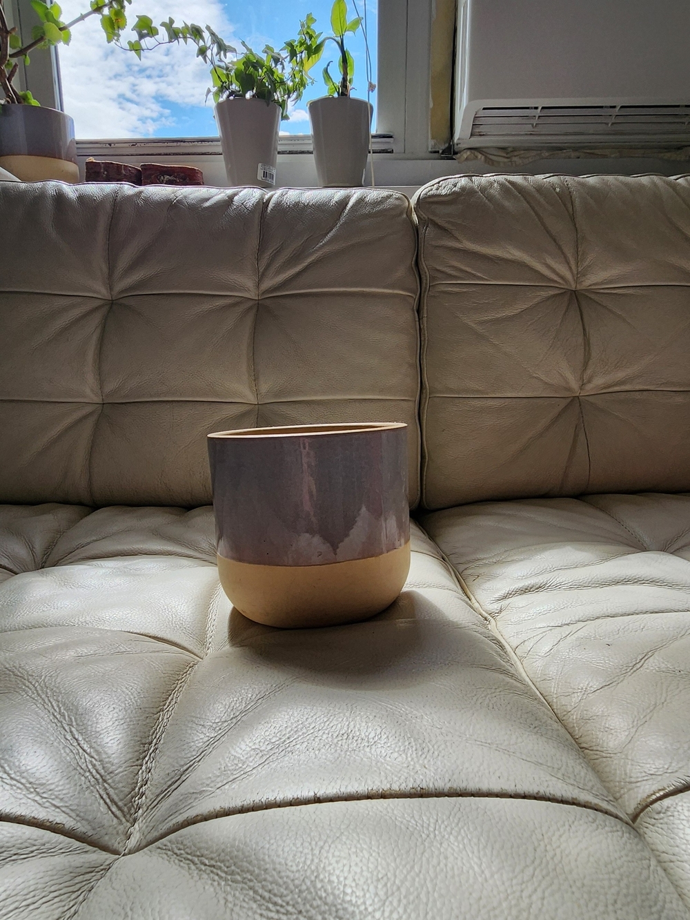 IKEA Cream Ceramic Planter with Subtle Beige Tint